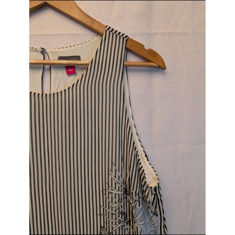 Vince Camuto Womens Striped Floral Sleeveless Maxi Dress Black White Blue Large - Picture 5 of 11